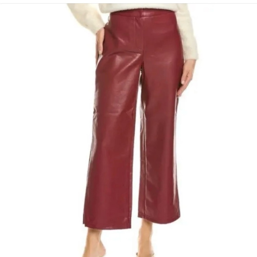 Bagatelle Maroon Leather Cropped Pants